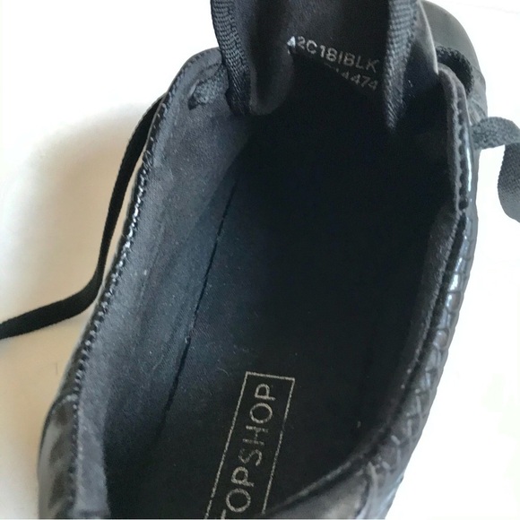 TOPSHOP 6.5 Black Croc Lace Up Sneakers Shoes EU 37 Size 6.5 US - Picture 6 of 9